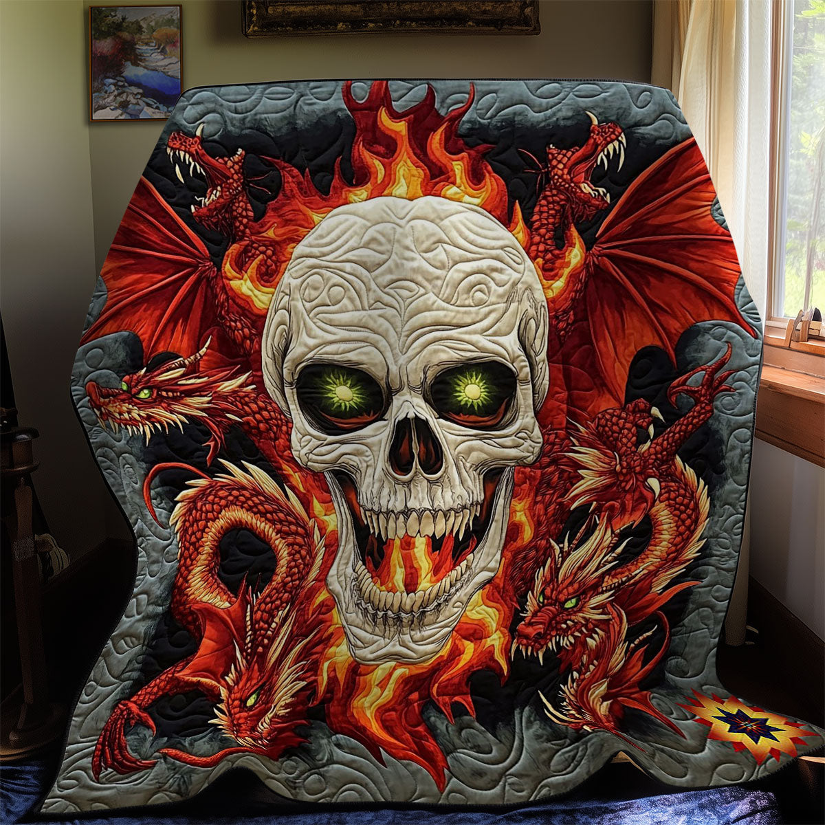 Fire Dragon Skull WY0512032CL Quilt