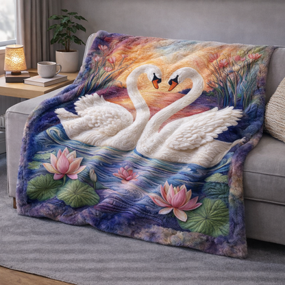 Swan Couple QA2101010CL Faux Fur Throw Blanket
