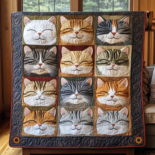 Cat Close Eyes YR0711017CL Quilt