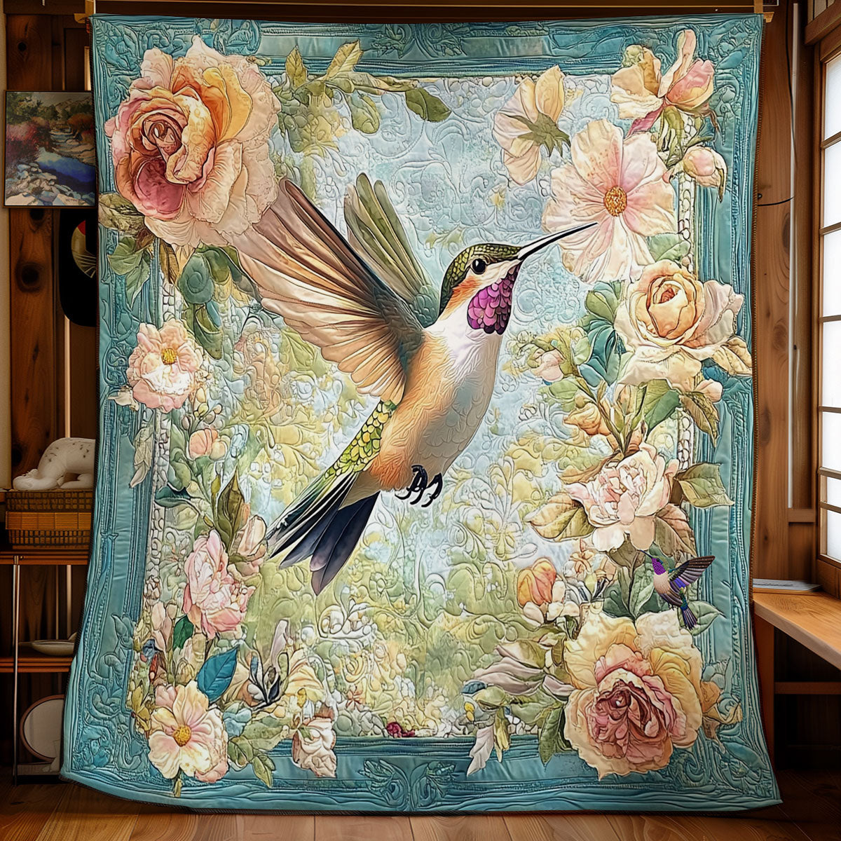 Flower Hummingbird WY2111031CL Quilt