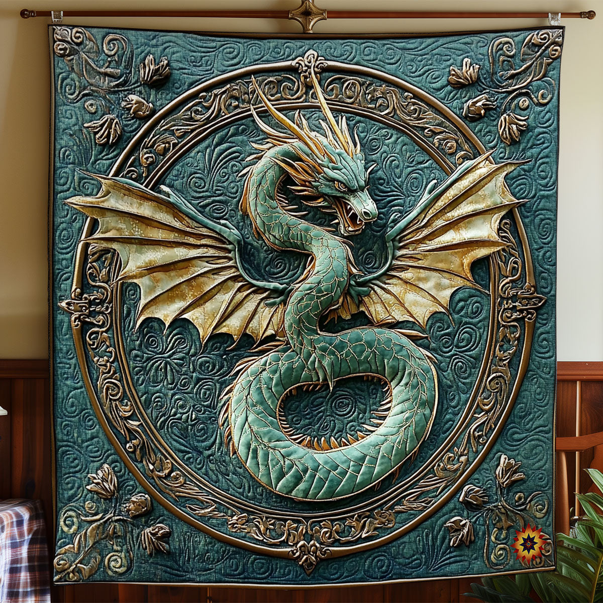 Teal Dragon WY1511015CL Quilt