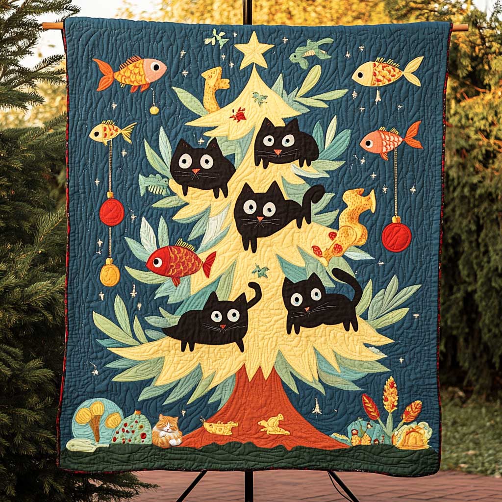 Christmas Cat Climber WN0410024CL Quilt
