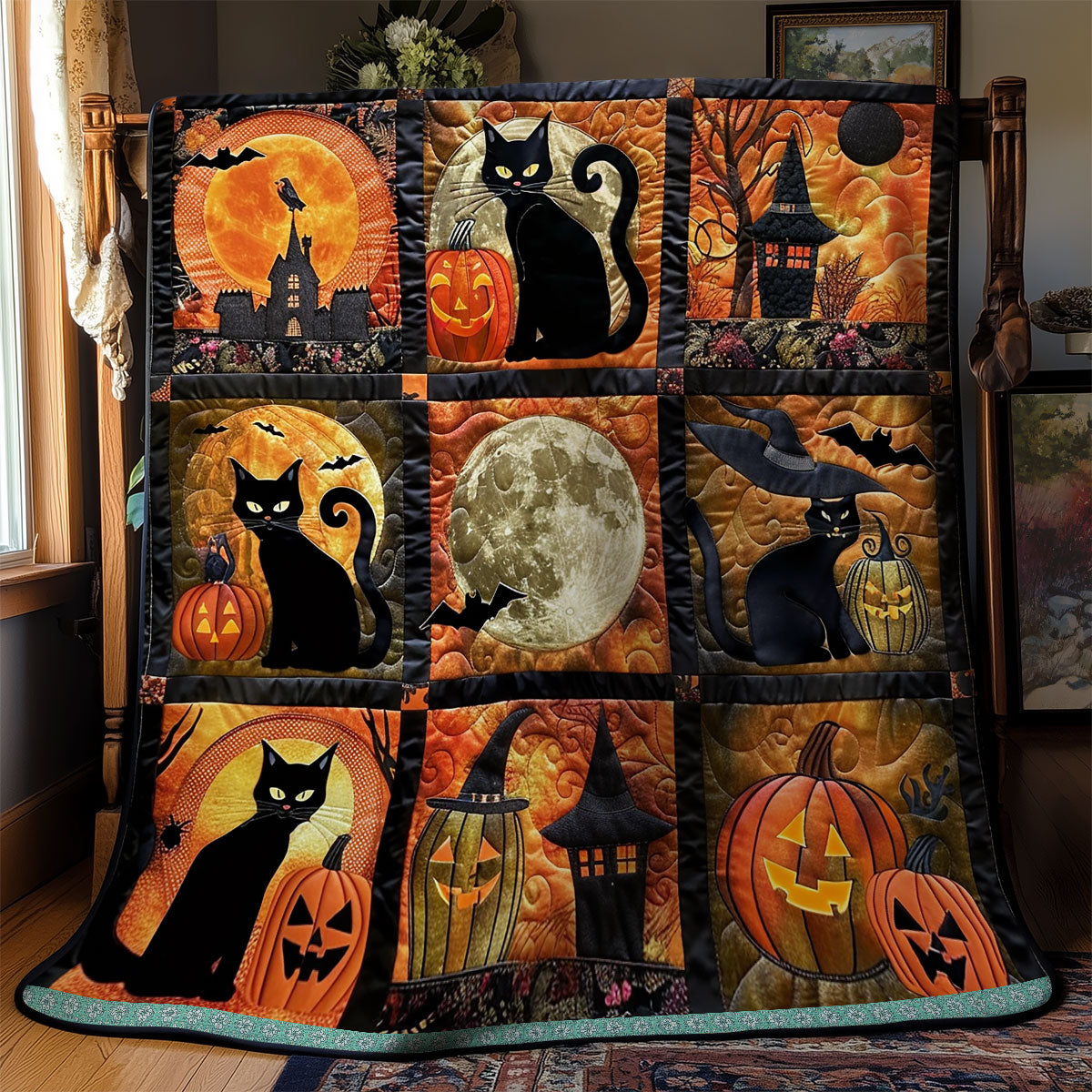 Cat And Bat Halloween WN1309055CL Quilt
