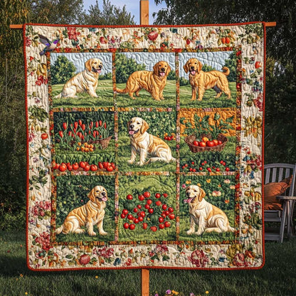 Golden Retriever's Garden Play WN0810064CL Quilt