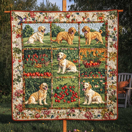 Golden Retriever's Garden Play WN0810064CL Quilt