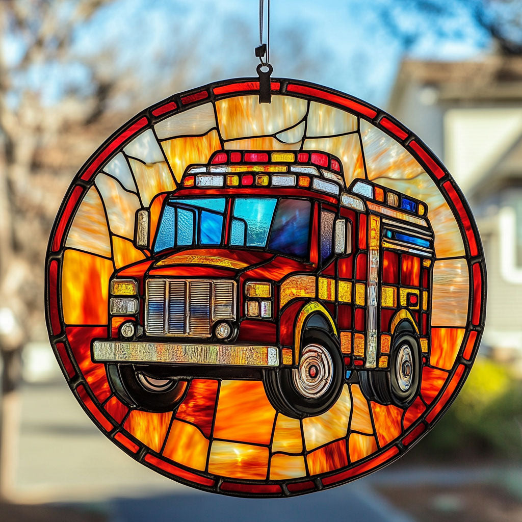 Firefighter WU0810006CL Stained Glass Suncatcher