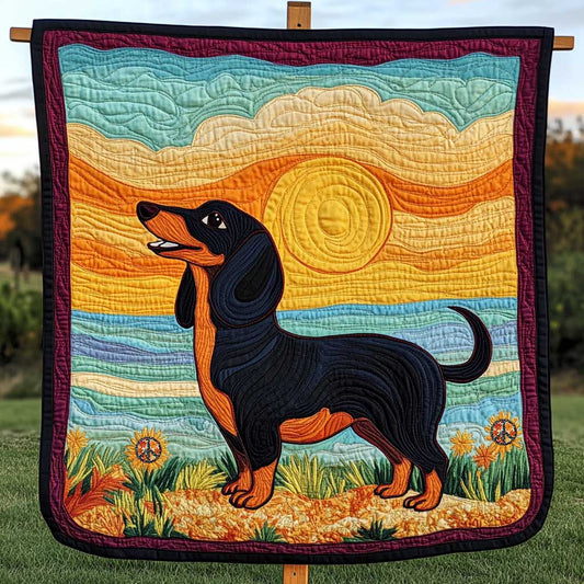 Dachshund Beach Sunset WN0410027CL Quilt