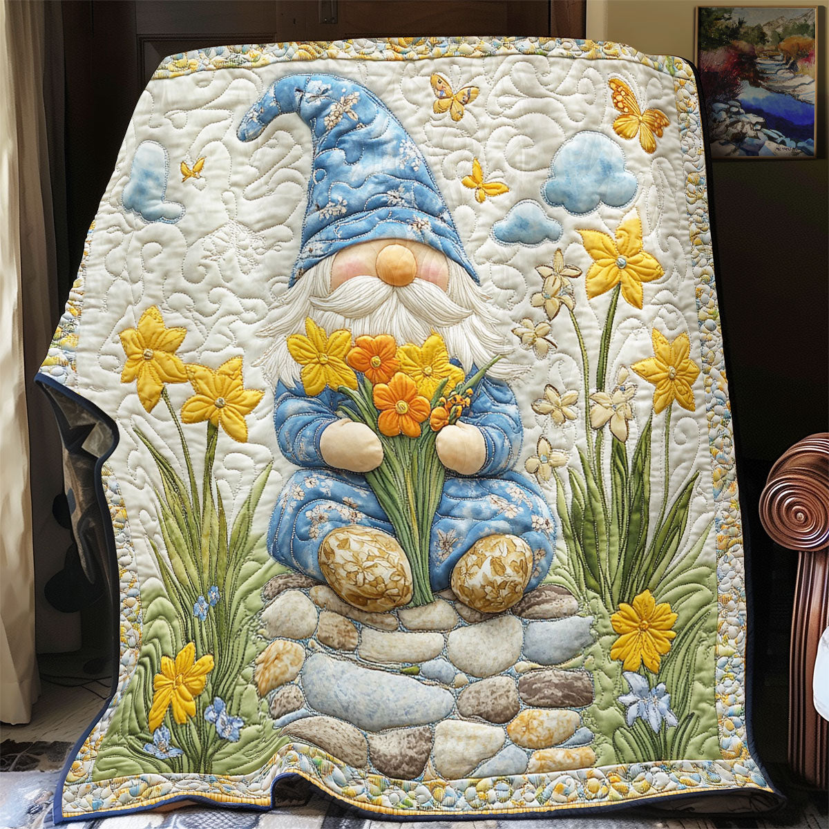 Gnome In Garden WY1302026CL Quilt