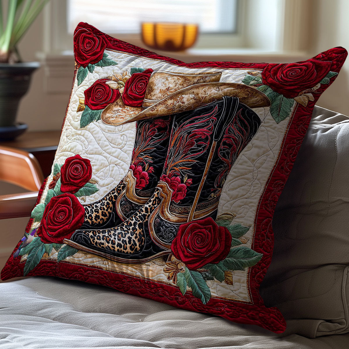 Cowboy Boots Rose WY1012005CL Quilt Pillow Case
