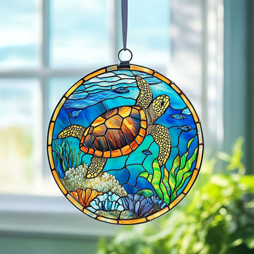 Turtle WX0801099CL Stained Glass Suncatcher