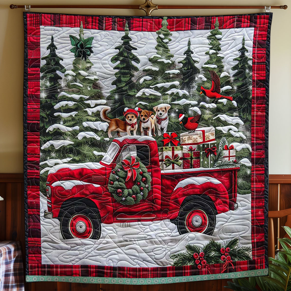 Chihuahua Joy On Red Truck WN1109026CL Quilt