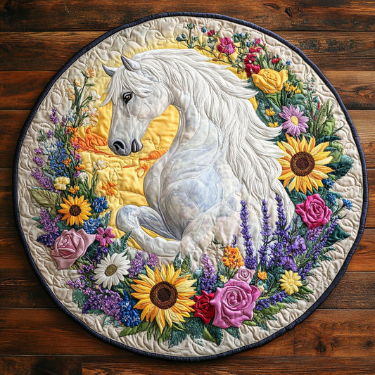 Floral Horse CW1707017CL Quilted Round Mat