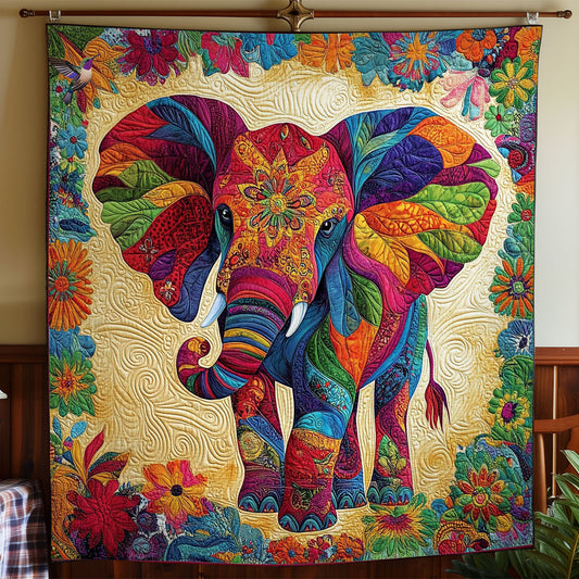 Colorful Flower Elephant WY1612007CL Quilt