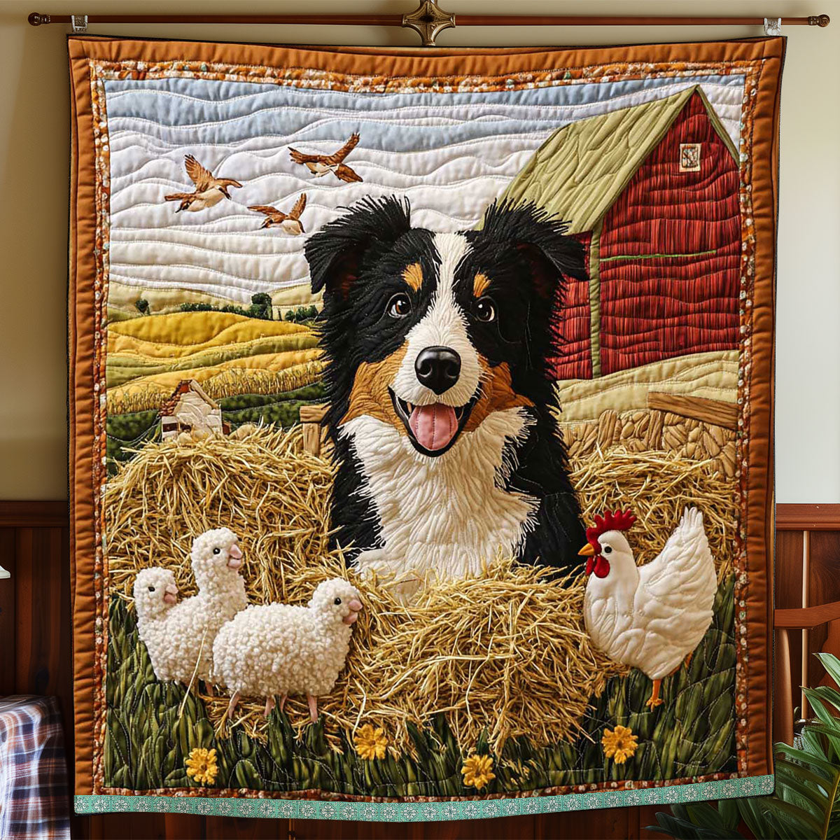 Straw Rolls Border Collie WP1609007CL Quilt