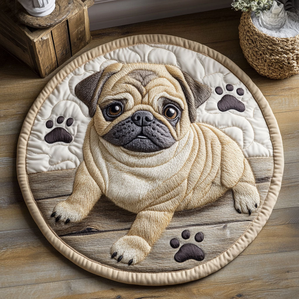Cute Pug CP2104005CL Quilted Round Mat
