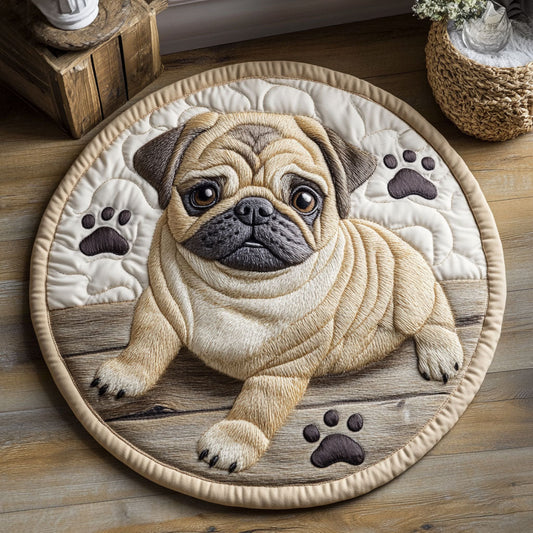 Cute Pug CP2104005CL Quilted Round Mat