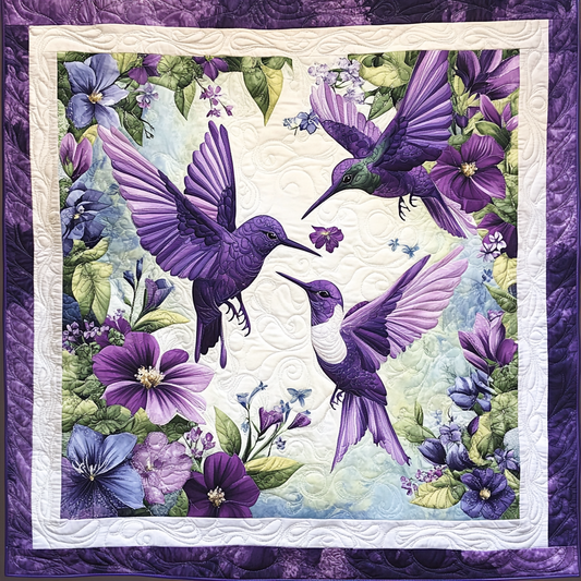 Lilac Floral Hummingbirds XR2709028CL Quilt