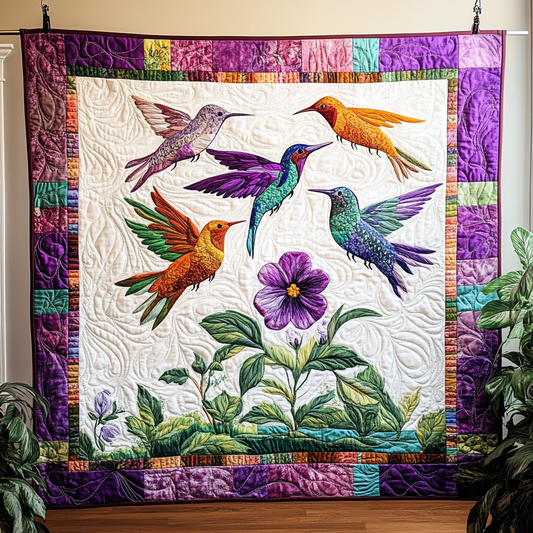 Hummingbird Floral Purple WN2309044CL Quilt