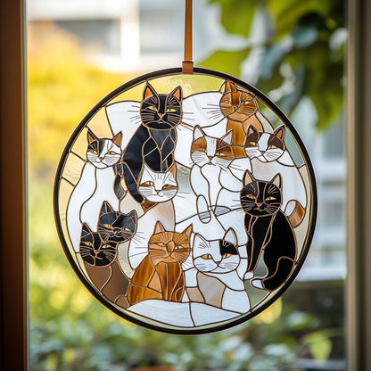 Cat  WU0910033CL Stained Glass Suncatcher