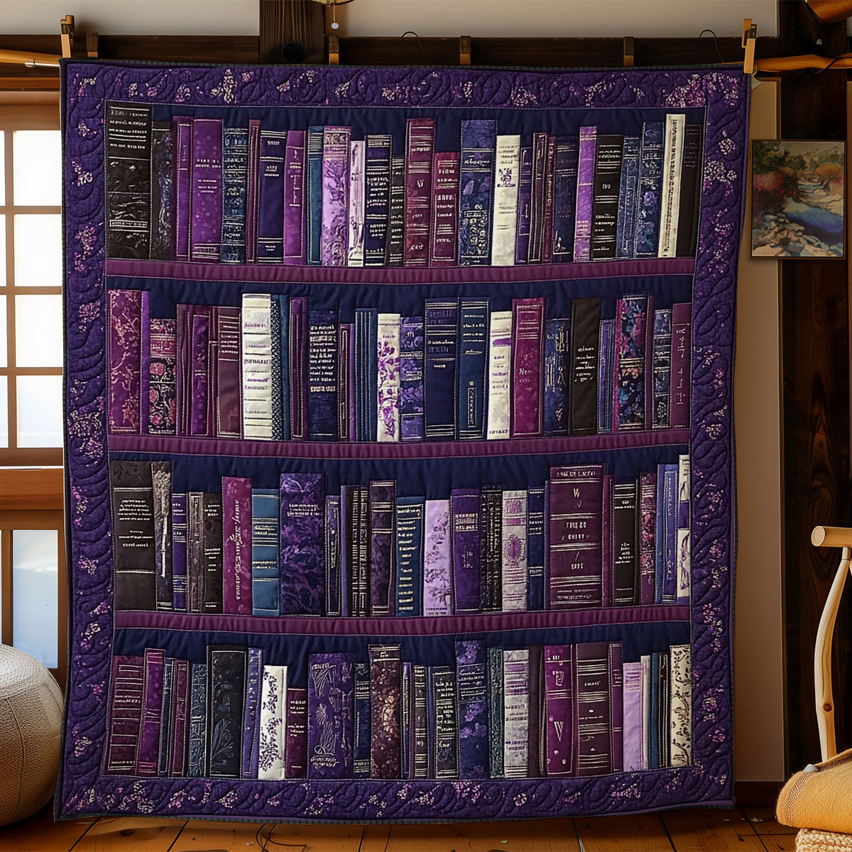 Purple Bookshelf WY0901046CL Quilt
