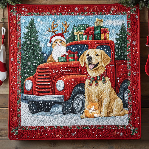 Golden & Cat Christmas WX2110005CL Quilt