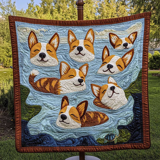 Corgi Swimming Lesson WP0310026CL Quilt
