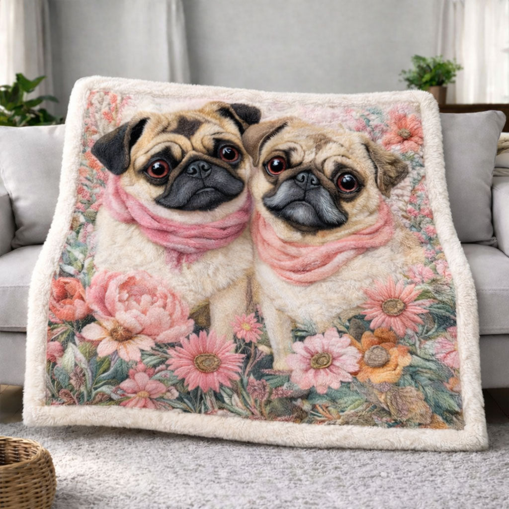Flower Pug CW2801005CL Faux Fur Throw Blanket