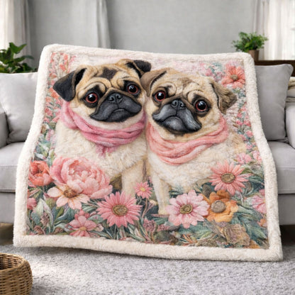 Flower Pug CW2801005CL Faux Fur Throw Blanket