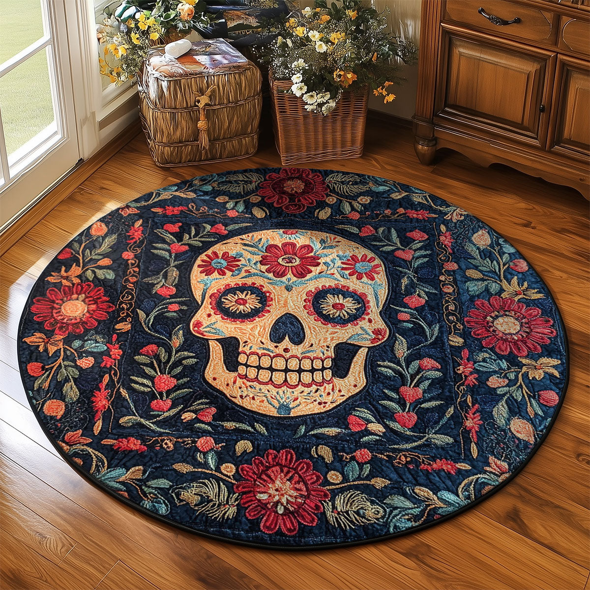 Sugar Skull WJ2003082CL Quilted Round Mat