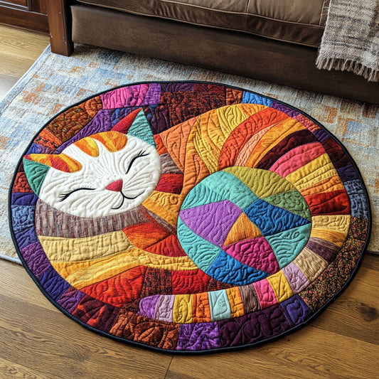 Lovely Tabby Cat WP1403045CL Quilted Round Mat