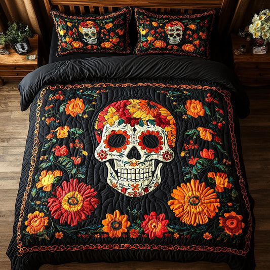 Marigolds And Skull WY2001059CL Duvet Cover Set