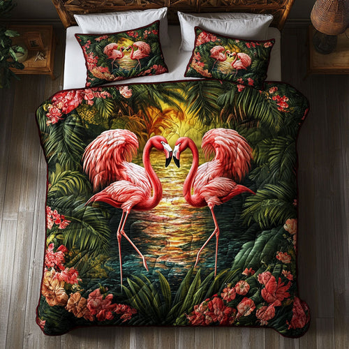 Sunset Of Couple Flamingo WY1302111CL Duvet Cover Set