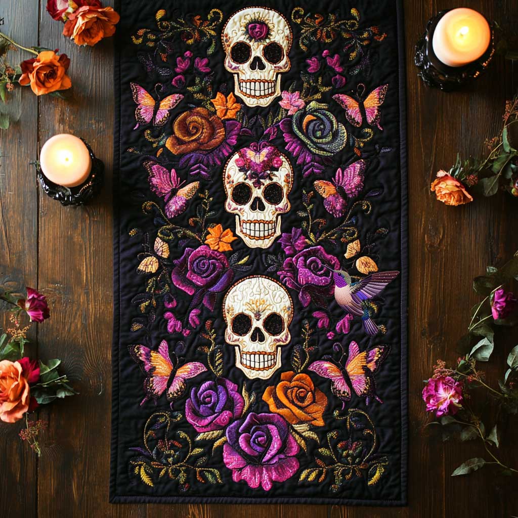 Day Of The Dead Roses WN2910066CL Quilted Table Runner