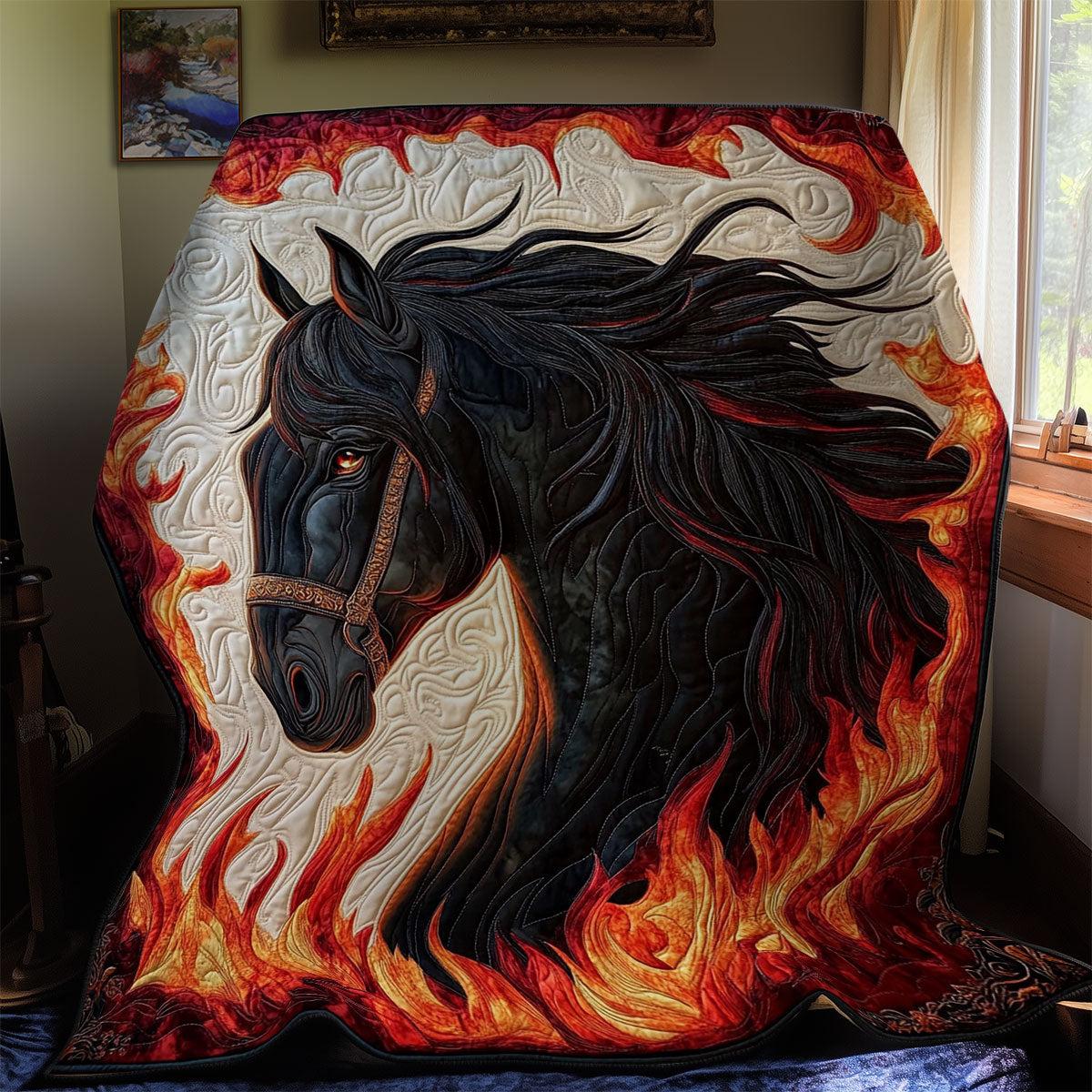 Flame Black Horse WY0312024CL Quilt