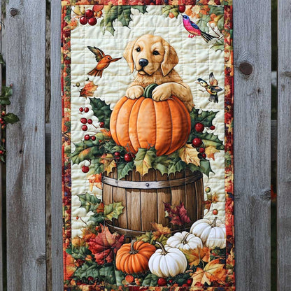 Golden Retriever Pumpkin Hug WN2609090CL Quilted Table Runner