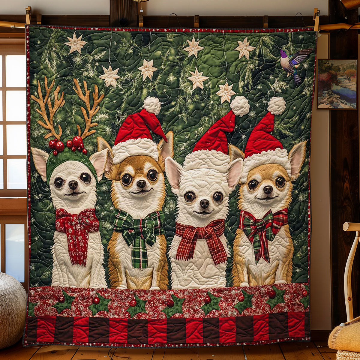 Chihuahua Christmas Joy WN3110054CL Quilt