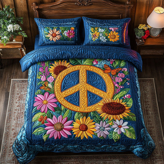 Floral Peace Sign CW1606021CL Duvet Cover Set