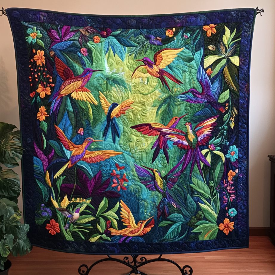 Hummingbird Tropical Forest  WU0411017CL Quilt