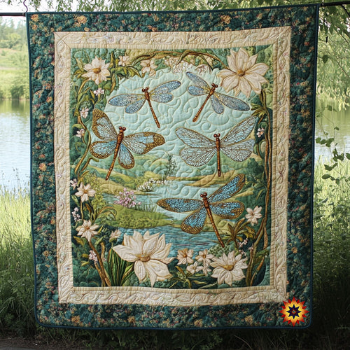 Dragonfly In Pond WY1812010CL Quilt