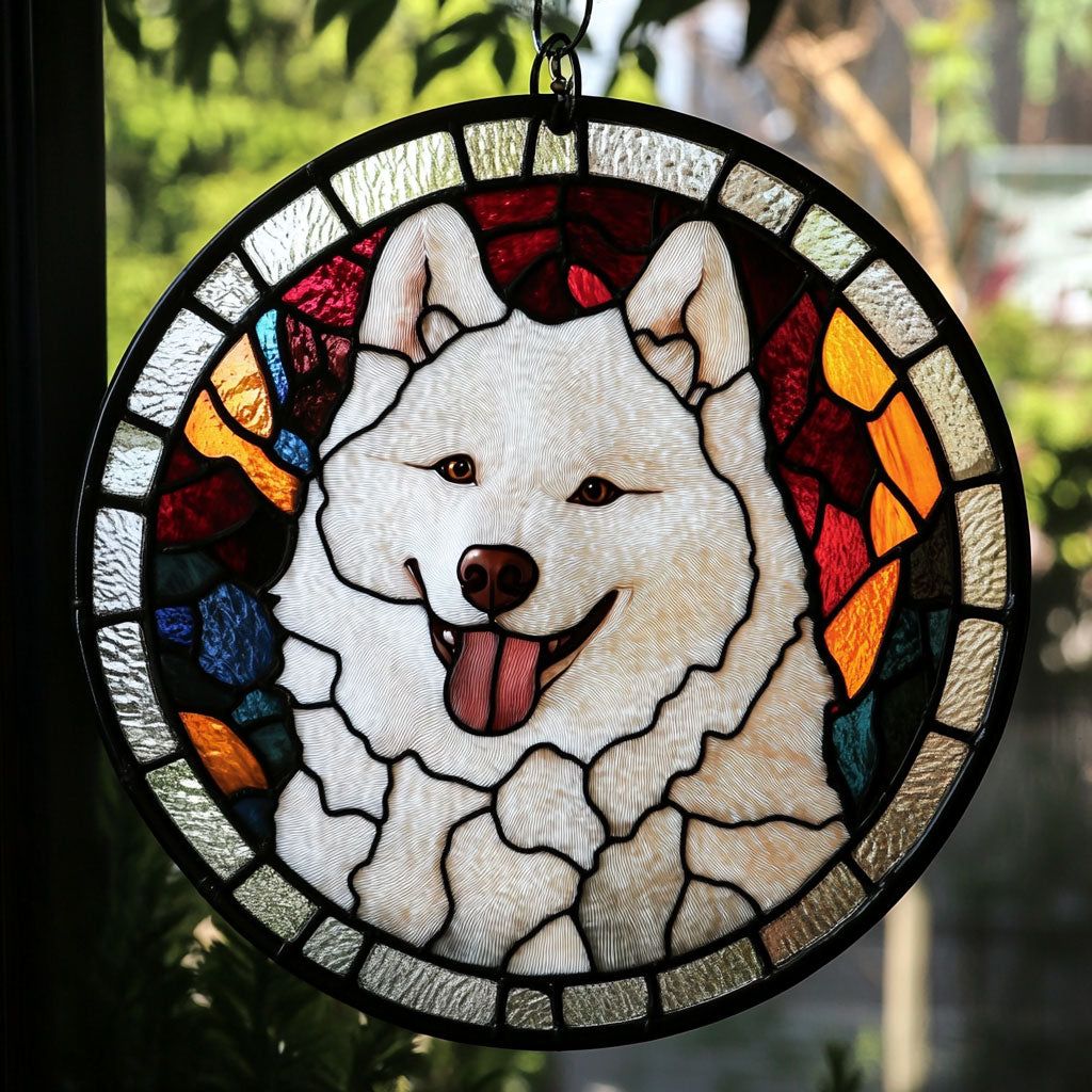 Samoyed WJ0511046CL Stained Glass Suncatcher