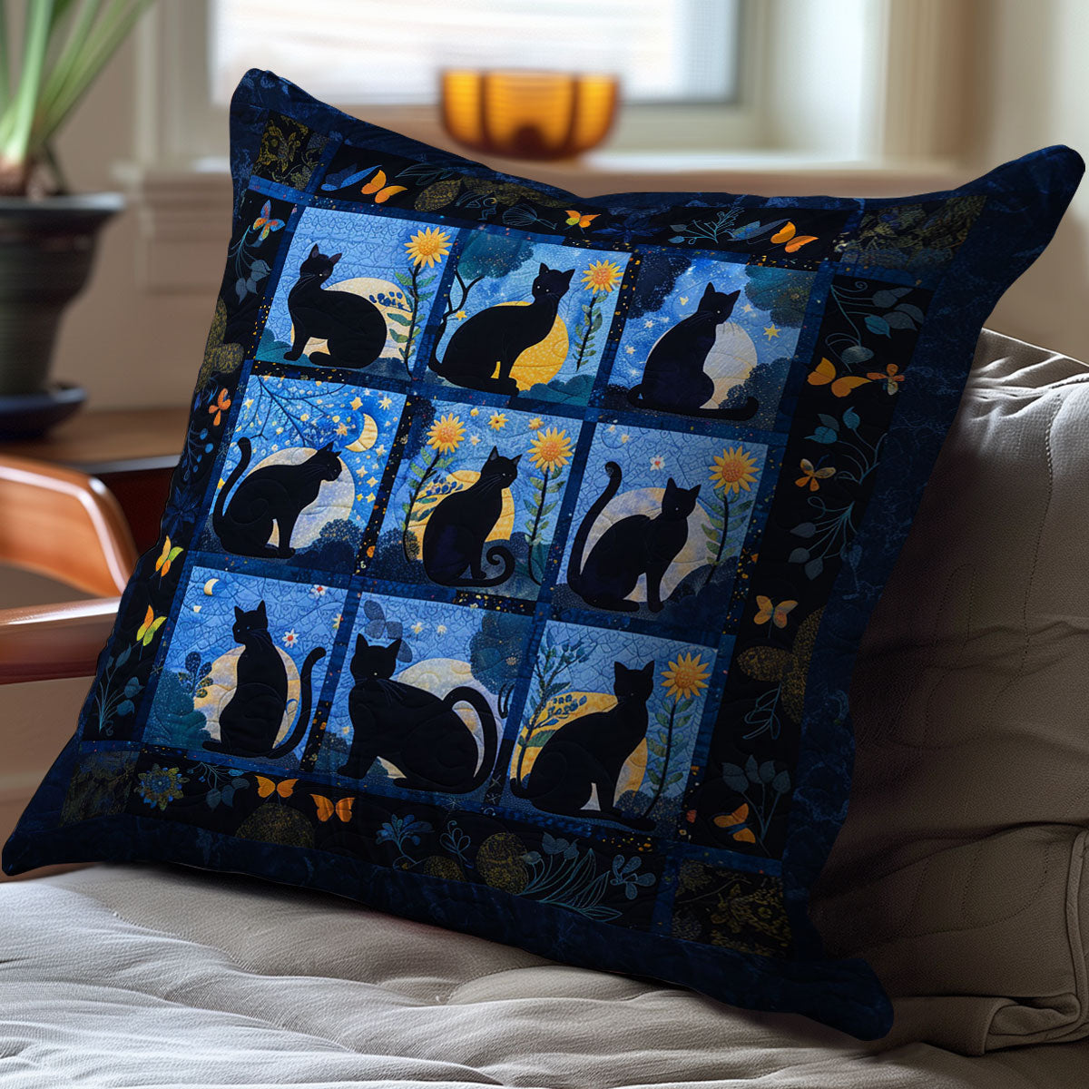 Cat Silhouette WJ1510028CL Quilt Pillow Case