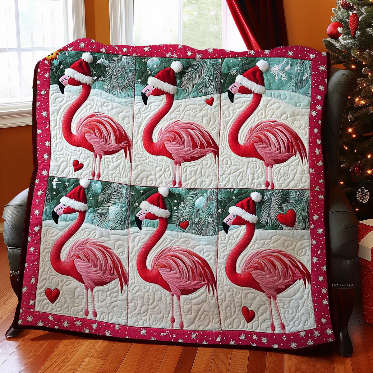 Christmas Flamingo WY0612017CL Quilt