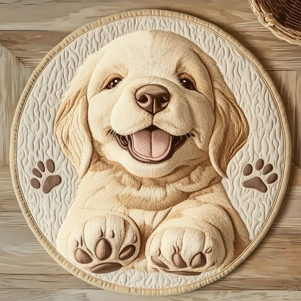Cheerful Labrador CP2804004CL Quilted Round Mat