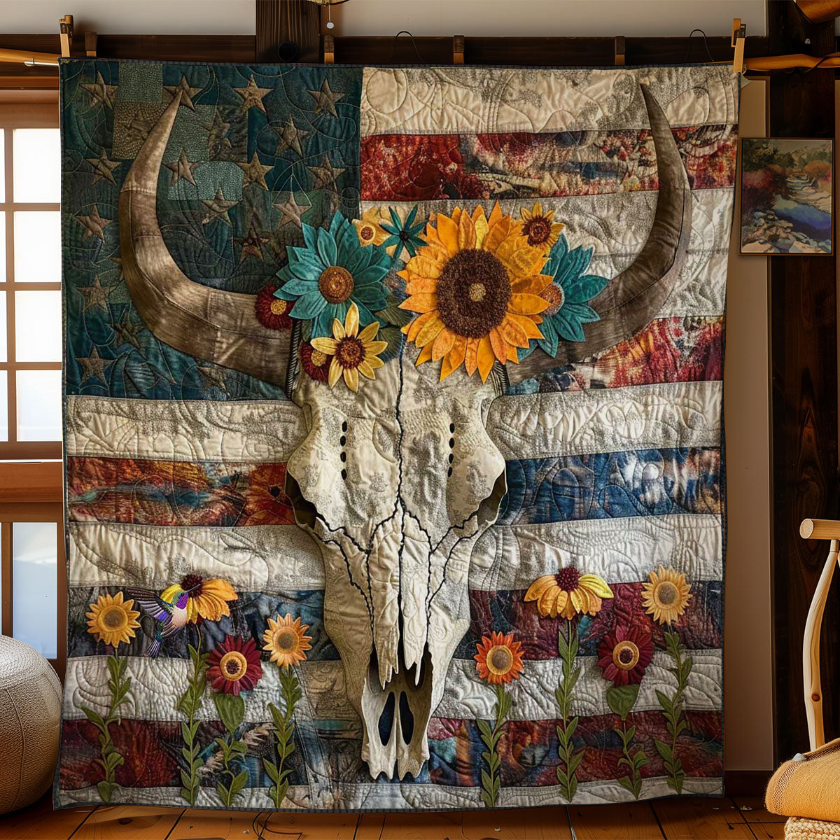 Vintage Bull Skull WN3010084CL Quilt