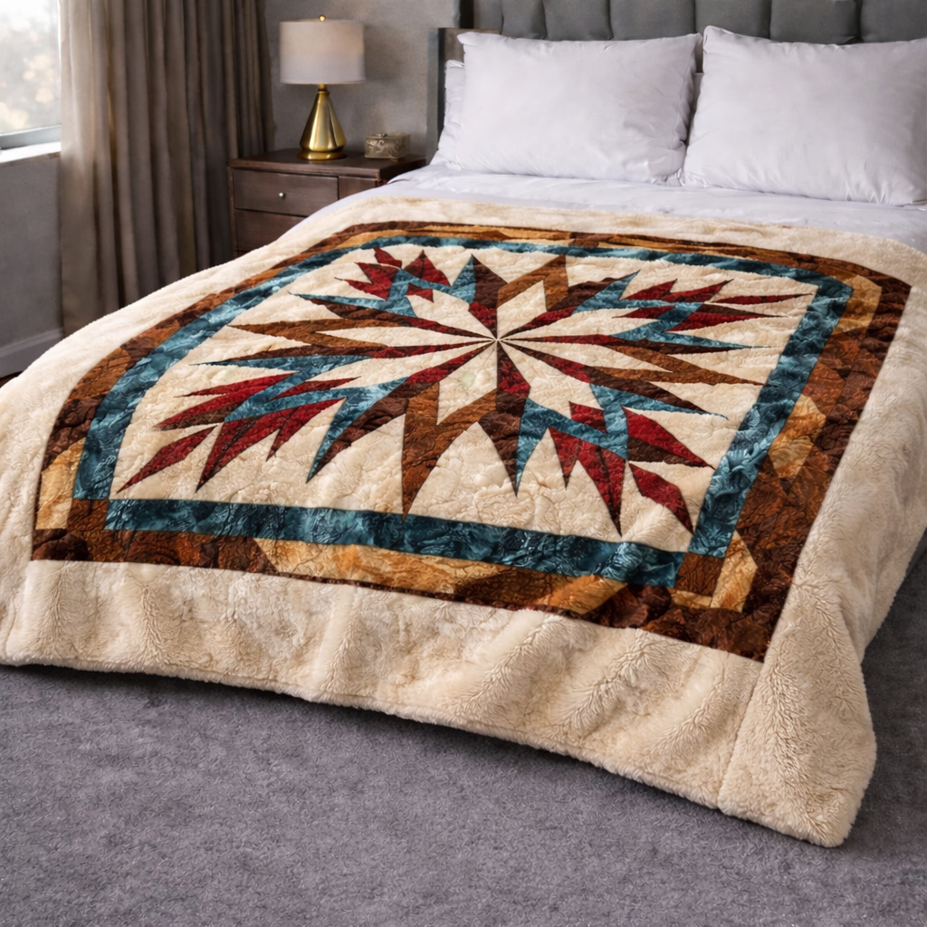 Geometric Native Lone Star QA2201006CL Faux Fur Throw Blanket