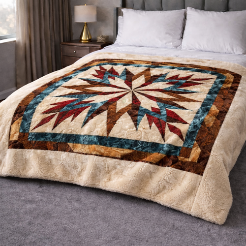 Geometric Native Lone Star QA2201006CL Faux Fur Throw Blanket