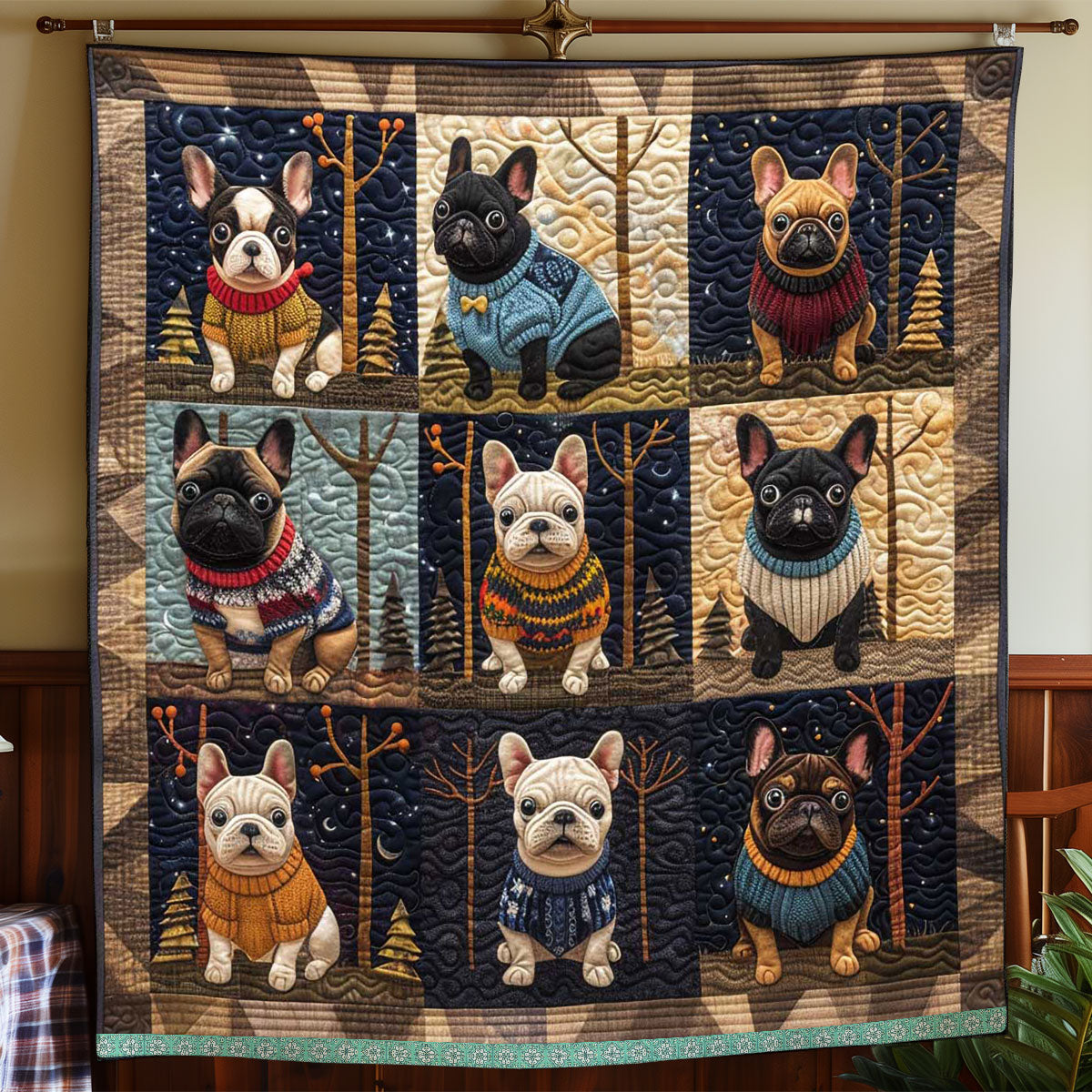 Night French Bulldog WP1009036CL Quilt