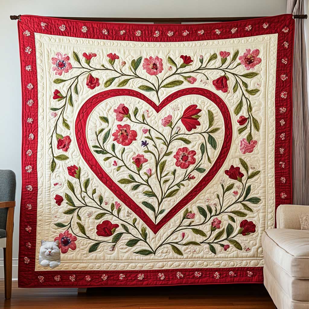 Floral Heart WP1012010CL Quilt