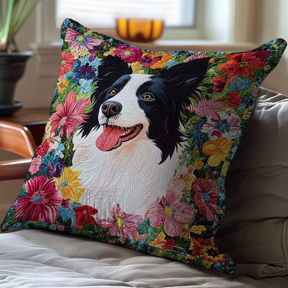 Flower Garden Border Collie WY1612099CL Quilt Pillow Case