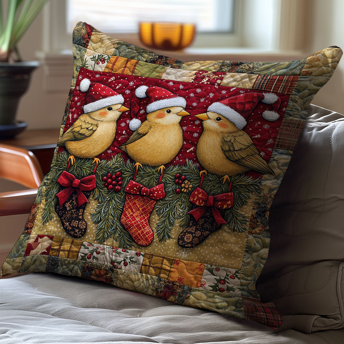 Christmas Bird WJ1510029CL Quilt Pillow Case